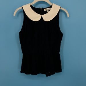 Black Lace Eyelet Top with Cream Color